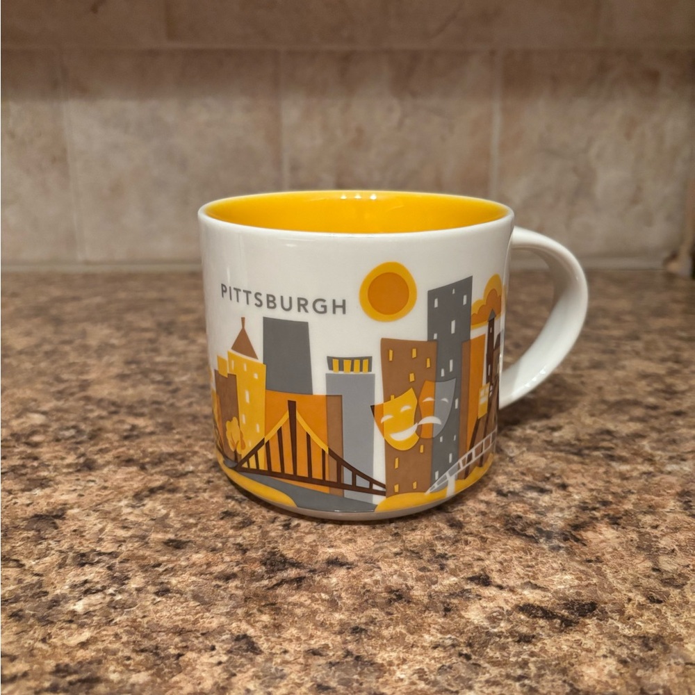 Starbucks Pittsburgh Skyline Mug - Yellow and Gray